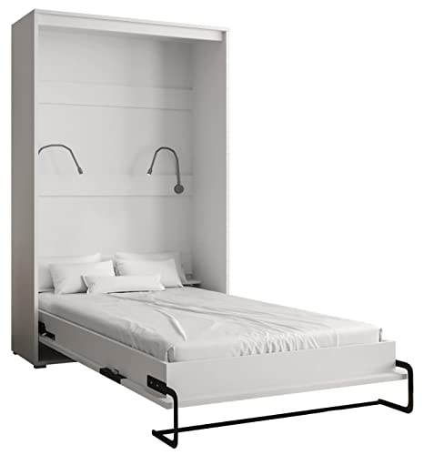 KRYSPOL Bett im Schrank Home, Vertikal, Schlafzimmer, Jugenzimmer, Modern Design (Weiß matt + Old Style, 120 x 200 cm) von MEBLE KRYSPOL