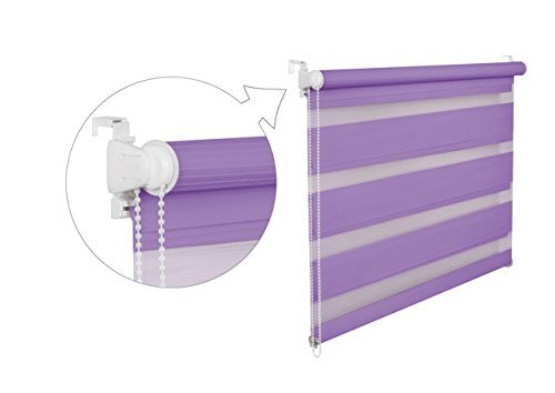 DOPPELROLLO DUOROLLO 100 CM BREIT 150 CM LANG Lila INKL. SEILZUG FENSTERROLLO KLEMMROLLO JALOUSIE von KS Handel 24