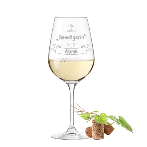 Leonardo TIVOLI Weinglas mit Gravur - coolste Schwägerin - personalisiert mit Name | Geschenkidee | Geburtstag | Weihnachten | Glas 450ml von KS Laserdesign