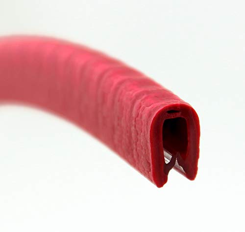 KS1-2RR Kantenschutzprofil von SMI-Kantenschutzprofi - PVC Gummi Klemmprofil - Klemmbereich 1-2 mm - Stahleinlage - Kantenschutz - Rubin-Rot - einfache Montage, selbstklemmend ohne Kleber (1 m) von SMI