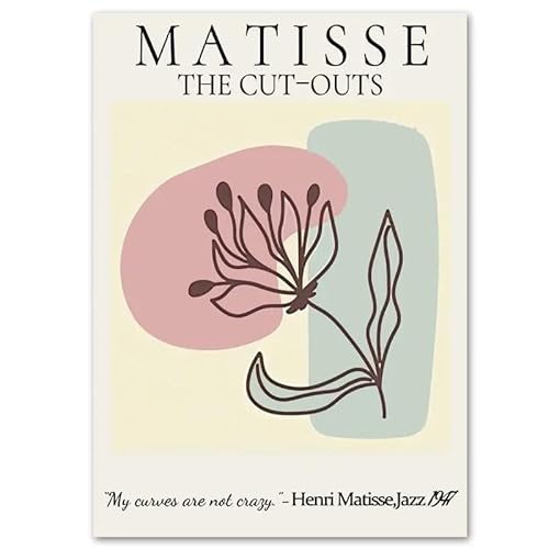 KSHAO ATHQW Henri Matisse Ausstellung Poster Und Leinwand Malerei Abstrakte Blumen Linien Drucke Matisse Wandkunst Für Wohnzimmer Dekor Bild 50x70cmx1 Kein Rahmen von KSHAO ATHQW