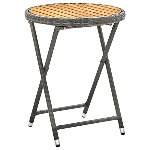 KTHLBRH Balkontisch Terrassentisch Gartenmöbel Tisch Outdoor Tisch Beistelltisch Grau 60 cm Poly Rattan und Akazie Massivholz für Gärten, Terrassen, Balkone KTHLBRH Balkontisch Terrassentisch Gartenmöbel Tisch Outdoor Tisch Beistelltisch Grau 60 cm Poly Rattan und Akazie Massivholz für Gärten, Terrassen, Balkone von KTHLBRH