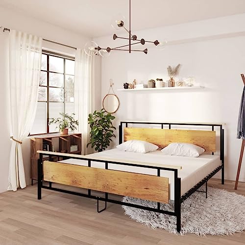 KTHLBRH Betten Kopfteil Bett Doppelbett Bett Metall 200x200 cm Geeignet für Familienzimmer von KTHLBRH