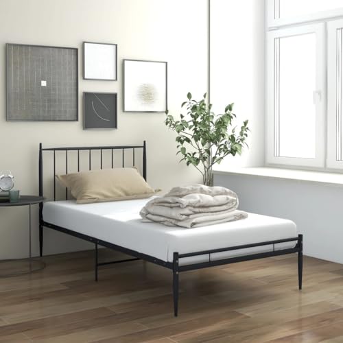 KTHLBRH Betten Kopfteil Bett Doppelbett Bett Schwarz Metall 90x200 cm Geeignet für Familienzimmer von KTHLBRH