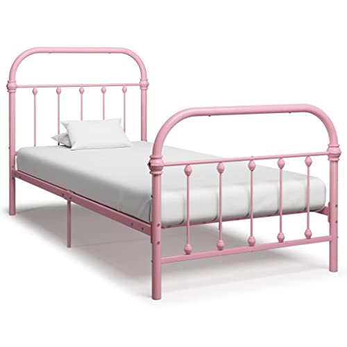 KTHLBRH Betten Kopfteil Bett Doppelbett Bettgestell Rosa Metall 90×200 cm Geeignet für Familienzimmer von KTHLBRH