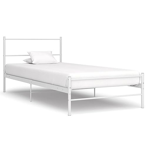 KTHLBRH Betten Kopfteil Bett Doppelbett Bettgestell Weiß Metall 100 × 200 cm Geeignet für Familienzimmer von KTHLBRH