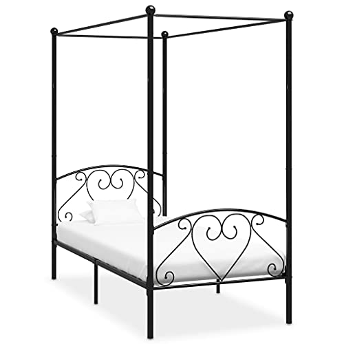 KTHLBRH Betten Kopfteil Bett Doppelbett Himmelbett-Gestell Schwarz Metall 120 x 200 cm Geeignet für Familienzimmer von KTHLBRH