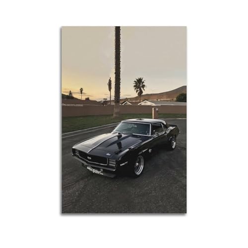 KTIN Klassisches Muscle-Auto-Poster 1969 Chevrolet Camaro SS Performance Auto Poster dekorative Malerei Leinwand Wandposter und Kunstdruck, modernes Familienschlafzimmer-Dekor-Poster, 50 x 75 cm von KTIN