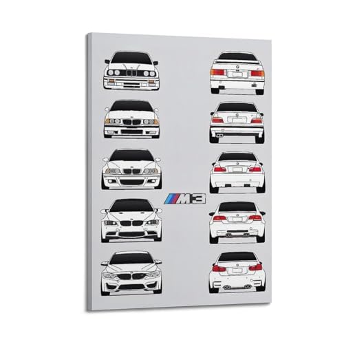 KTIN Sportwagen-Poster BMW E30 E36 E46 E92 M3 Modell Evolution Poster, dekoratives Gemälde, Leinwand, Wandposter und Kunstdruck, modernes Familienschlafzimmer-Dekor-Poster, 30 x 45 cm von KTIN