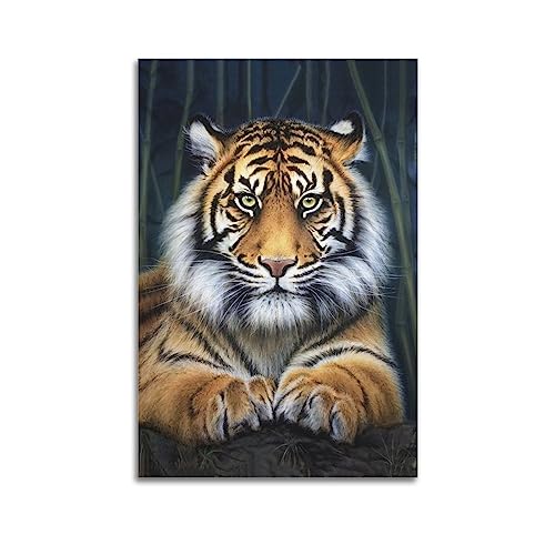 KTIN Vintage-Stil, Tiger-Kopf-Kunst-Poster, dekoratives Gemälde, Leinwand-Wandposter und Kunstdruck, modernes Familienschlafzimmer-Dekor-Poster, 40 x 60 cm von KTIN