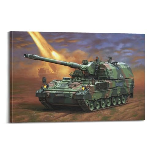 KTIN WWII Poster Deutschland Panzerhaubitze Pz.H 2000 Poster, dekoratives Gemälde, Leinwand, Wandposter und Kunstdruck, modernes Familienschlafzimmer-Dekor-Poster, 60 x 90 cm von KTIN