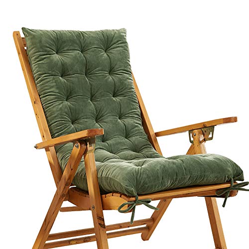 KTOL Sitzkissen Gartenstuhlauflage, Indoor Outdoor Stuhlauflagen Hochlehner-Auflage Sitzauflage Kristall Samt Terrasse Sessel Deckchair Liege Rocking Stuhl Pad-grün 120x48x10cm von KTOL