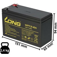 Akku für Panasonic LC-R127R2PG 12V 7,2Ah agm Batterie von KUNGLONG