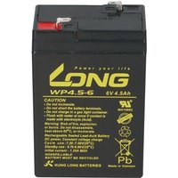 Kung Long WP4.5-6 Blei Akku 6 Volt 4,5Ah mit Faston 4,8mm passend Handlampen von KUNGLONG