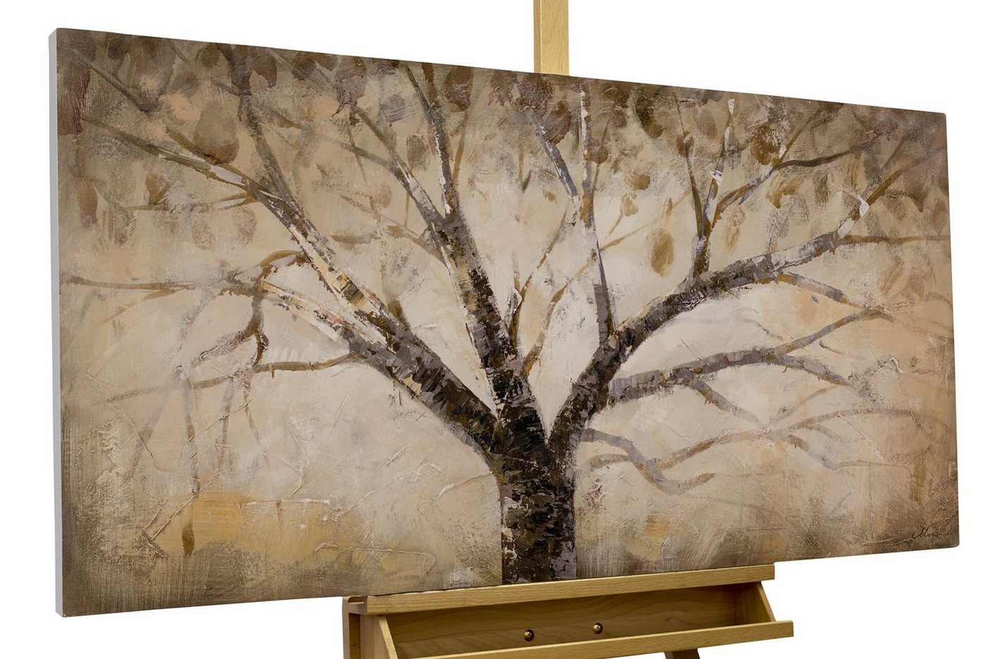 KUNSTLOFT Gemälde Der weise Baum 120x60 cm, Leinwandbild 100% HANDGEMALT Wandbild Wohnzimmer von KUNSTLOFT