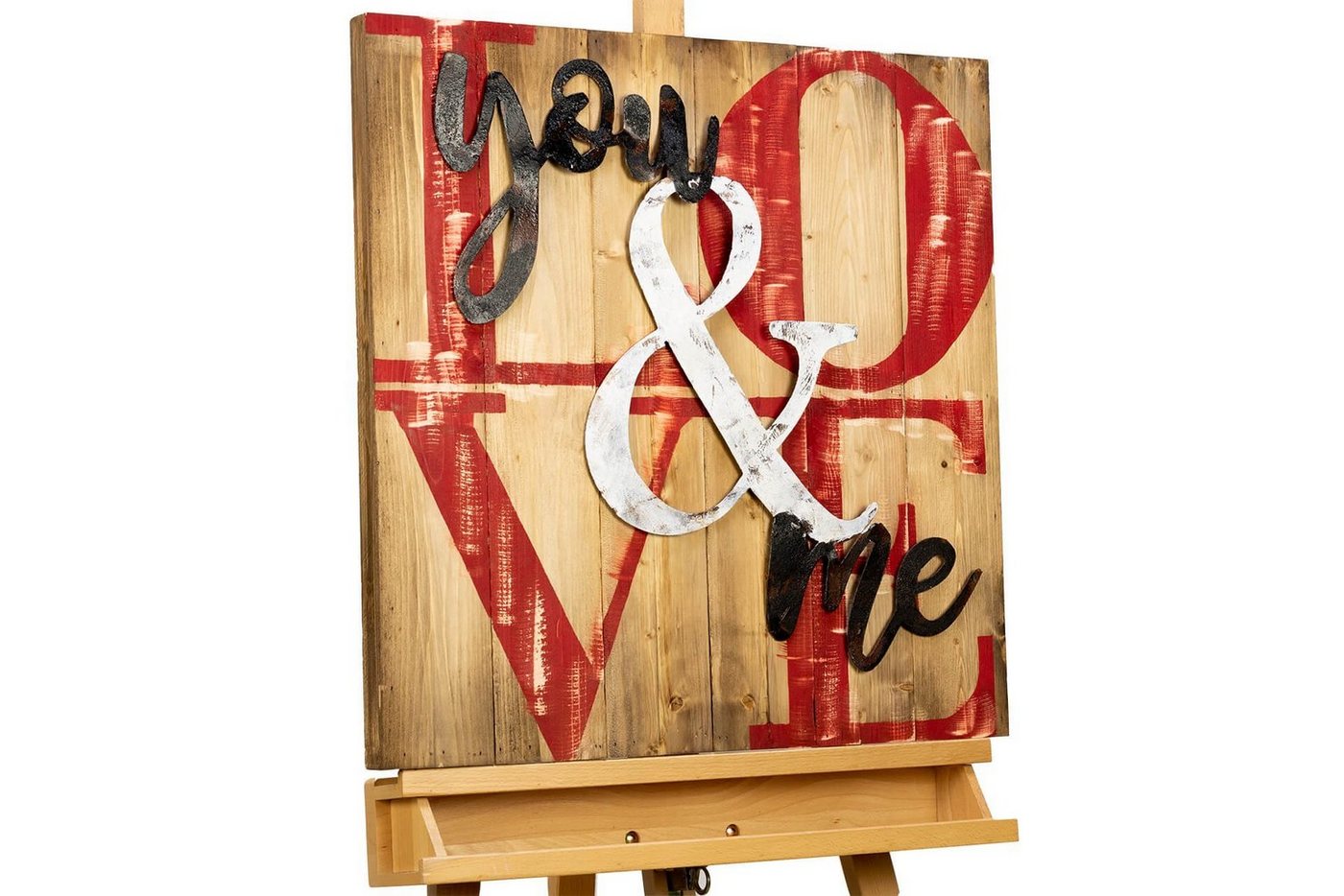 KUNSTLOFT Holzbild Pure Love 60x60 cm, handgefertiges Wandbild aus Holz von KUNSTLOFT