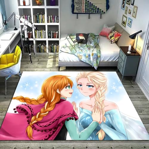 Kinder Teppiche Schlafzimmer, Anime Frozen Teppich Für Wohnzimmer, Kinderzimmer Bodenmatte Schlafzimmer Nicht -Schlupf -Teppich Dekoration, 100x160cmb von KUentz