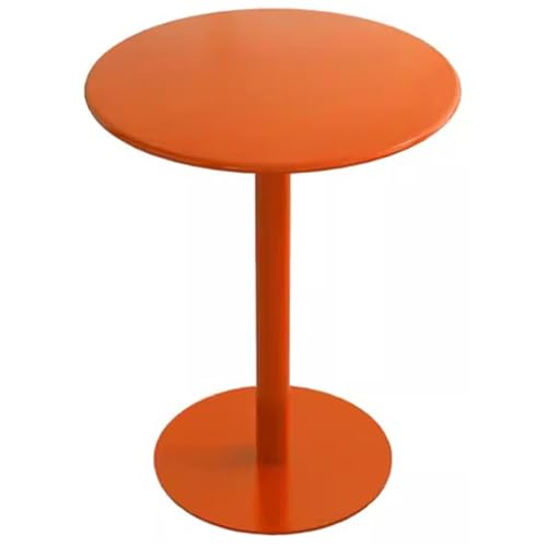 Bistrotisch, Metall-Cocktail-Bistrotisch, Ecktisch/Beistelltisch, Kleiner runder Couchtisch (Farbe: Orange, Größe: Dia50xH60cm) von KUviez
