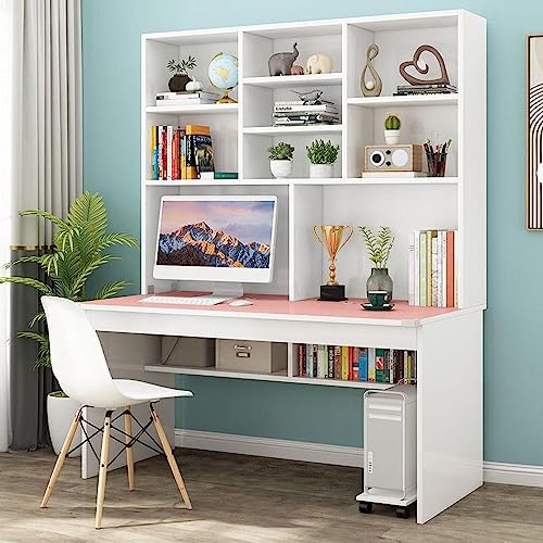 KUviez Computertisch mit Bücherregal für kleinen Raum, Schreibtisch/Arbeitsplatz aus Holz für Teenager, Lerntisch für Studenten, Heimbüro, Computertisch mit Bücherregal von KUviez
