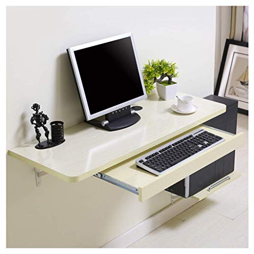 KUviez Moderner, Schlichter Computertisch, wandmontierter Klapptisch mit 2 Halterungen, PC-Laptop-Schreibtisch für kleine Räume, runde Ecke, einfache Installation (80 x 40 cm) von KUviez