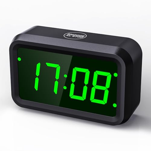 KWANWA Wecker Digital Ohne Ticken,Digitaler Wecker Batteriebetrieben Alarm Clock,LCD or LED Display,Snooze Dauer,Einstellbare Helligkeitfür Tiefschläfer Kinder Erwachsene (Schwarz - Grüne LED)… von KWANWA