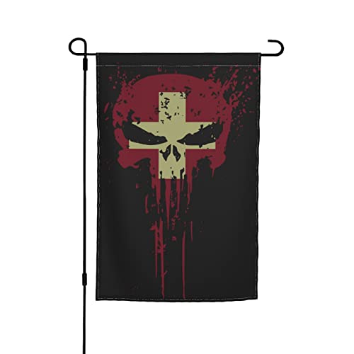 Flagge mit Totenkopf und Schweiz-Motiv, mit Grunge-Gartenflagge, 30,5 x 45,7 cm, doppelseitige Gartenflaggen für den Außenbereich, vertikale Flagge, Hof, Rasen, Außendekoration von KWQDOZF