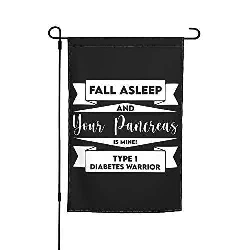 Gartenflagge mit der Aufschrift „Fall Asleep And Your Pancreas Is Mine“, 30,5 x 45,7 cm, doppelseitige Gartenflaggen für den Außenbereich, vertikale Flagge, Hof, Rasen, Außendekoration von KWQDOZF