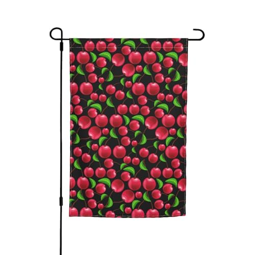 Gartenflagge mit reifem, frischem, natürlichem Bio-Obst, Kirsche, nahtloses Muster, 30,5 x 45,7 cm, doppelseitige Außendekoration, Banner, saisonale Flaggen, Heimdekorationsflagge, Hof, Willkommensfl von KWQDOZF