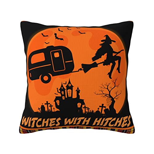 KWQDOZF Hexen mit Anhängern Frenchie-Bulldogge Süßes oder Saures Halloween-Kürbis-Kissenbezug Halloween-Kissenbezug zweiseitig Bedruckt versteckter Reißverschluss 18x18 inch von KWQDOZF