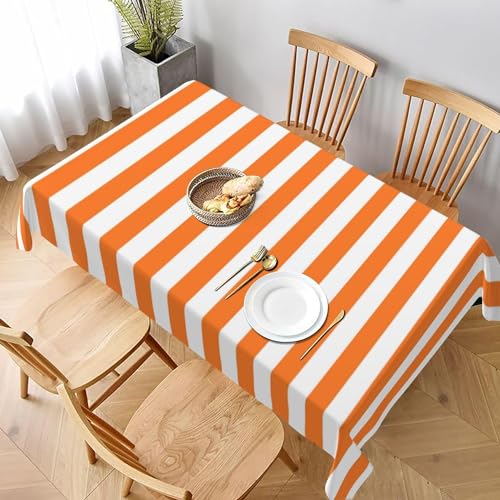 Orange und weiße rechteckige Tischdecke burgunderrote und cremefarbene Streifen waschbare Tischdecke dekorative längliche Tischdecke für Urlaub Party Bankett Event Abendessen Orange und weiße rechteckige Tischdecke burgunderrote und cremefarbene Streifen waschbare Tischdecke dekorative längliche Tischdecke für Urlaub Party Bankett Event Abendessen von KWQDOZF