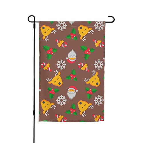 Weihnachts-Gartenflagge mit nahtlosem Muster mit Elch und Weihnachtsmann, 30,5 x 45,7 cm, doppelseitige Außendekoration, Banner, saisonale Flaggen, Heimdekorationsflagge, Hof-Willkommensflaggen von KWQDOZF