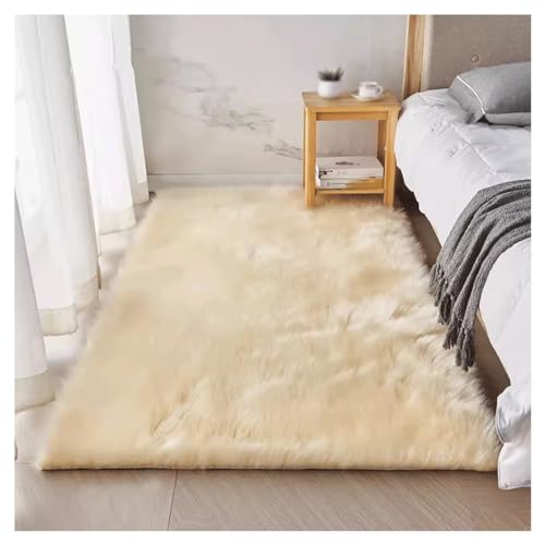 KXCR Langflor Wohnzimmerteppich Flauschig-Weiche Teppiche Schlafzimmer Deko Carpet Flur Groß Schlafzimmer Teppich Für Terrasse Und Garten(Color:Beige,Size:80 * 80cm) von KXCR