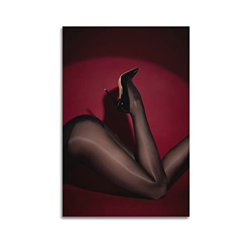 KYNA Hot Girl-Poster, minimalistisch, solide schwarze Strumpfhose, dekoratives Gemälde, Leinwand-Wandposter und Kunstdruck, modernes Familienschlafzimmer-Dekor-Poster, 40 x 60 cm von KYNA