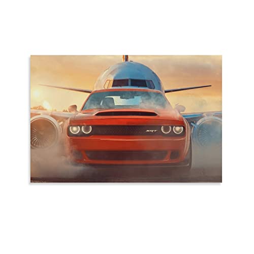 KYNA Sportauto-Poster für Dodge Challenger Smoking Day Rennauto Supercar Poster Dekorative Malerei Leinwand Wandposter und Kunstbild Druck Moderne Familie Schlafzimmer Dekor Poster 30 x 45 cm von KYNA