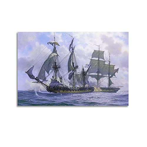 KYNA Vintage Segelboot Poster Segelschiff Schlachtschiff Vollrigged Flaggschiff Poster Dekorative Malerei Leinwand Wandposter und Kunstdruck Modern Familie Schlafzimmer Dekor Poster 60 x 90 cm von KYNA