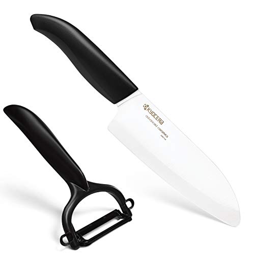 Kyocera GEN Cut & Peel Set Keramik Santoku Messer mit Schäler | Klinge 14 cm | ergonomischer Griff | extrem scharfes Küchenmesser und Sparschäler | Kochmesser Profi Messer von Kyocera