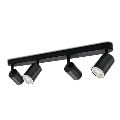 KYOTECH Schwarz 4-flammige Spotlampe LED Deckenleuchte Deckenlampe Schwenkbar GU10 Spotleuchte Drehbar Deckenspots für 4x GU10 Leuchtmittel für Küche Wohnzimmer ohne Leuchtmittel von KYOTECH
