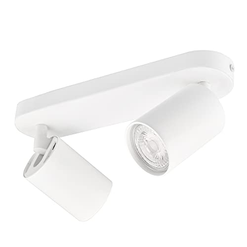 KYOTECH Weiss 2-flammige Spotlampe LED Deckenleuchte Weiß matt Spot drehbar und schwenkbar Spotleuchte Deckenstrahler für 2x GU10 Leuchtmittel Deckenlampe ohne Leuchtmittel von KYOTECH