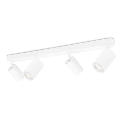 KYOTECH Weiß 4-flammige Spotlampe LED Deckenleuchte Weiss Deckenlampe Schwenkbar GU10 Spotleuchte Drehbar Deckenspots für 4x GU10 Leuchtmittel für Küche Wohnzimmer ohne Leuchtmittel von KYOTECH