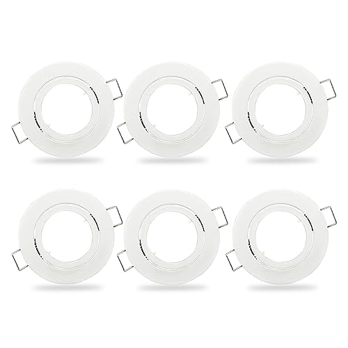 KYOTECH LED Einbaustrahler 6 Pack GU10 Schwenkbar led Einbauleuchte in Matt weiß, Einbaurahmen für LED/Halogen Leuchtmittel Inkl. GU10 Fassung, Rund von KYOTECH