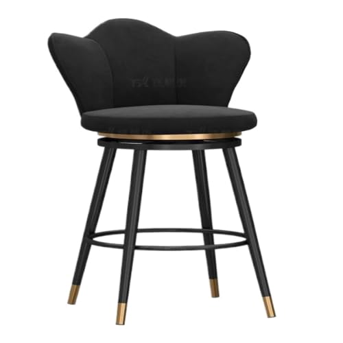 KZLJLJY Bar StüHle Bar Stuhl Rotierenden Licht Luxus Einfache Rückenlehne Home Bar Rezeption Zähler Wohnzimmer Milch Tee Hohe Hocker Bar Chair (Color : Black, Size : B) von KZLJLJY