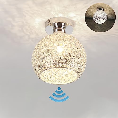 LED Deckenlampe mit Bewegungsmelder 12W Retro Metall Käfig Deckenleuchte E27 Vintag Flurlampe 3000K Warmweiß Radar Sensorlampe Innen Deckenbeleuchtung für Wohnzimmer Treppe Balkon Küchelampe von KZT