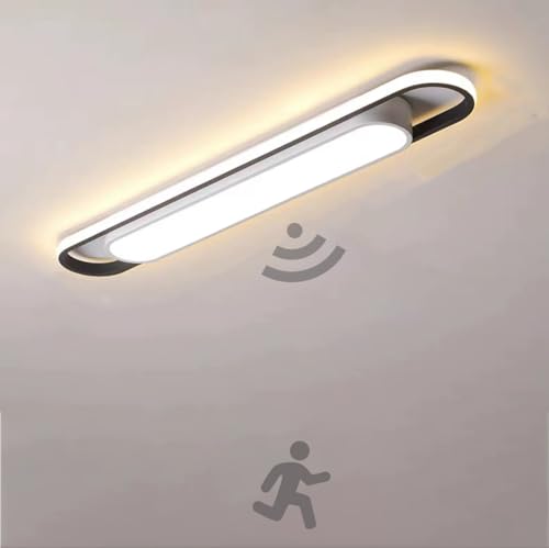 LED Deckenleuchte mit Bewegungsmelder Innen Sensorlampe 3000K Modern Flur Deckenlampe mit Bewegungssensor Deckenleuchteung für Treppe Veranda Wohnzimmer Badezimmer Balkon Keller Garage Büro (80cm) von KZT