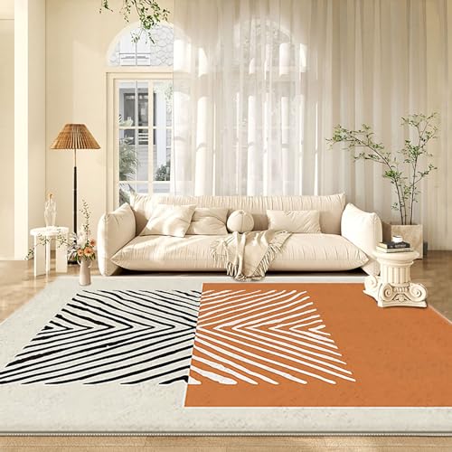 Kaaeaoa Künstlerischer großflächiger Teppich, maschinenwaschbarer Wohnzimmerteppich, einfacher Abstrakter Schlafzimmerteppich, Rutschfester(F,250x350cm) von Kaaeaoa