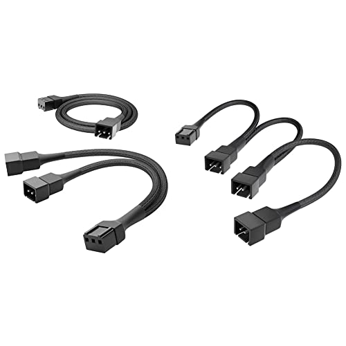 KabelDirekt – 3-Pin Lüfter Verlängerungskabel 60cm + 3-Pin Lüfter auf 2 x 3-Pin Lüfter Y-Kabel 15cm & – 3-Pin Lüfter Verteilerkabel (auf 3-Pin und 2x2-Pin, 20-20-20cm) von KabelDirekt