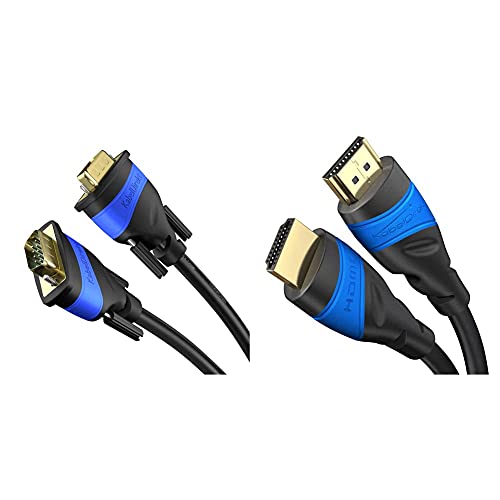 KabelDirekt Bundle – 1 m – 4K HDMI-Kabel (4K@120Hz & 4K@60Hz, High Speed mit Ethernet) und 0,5 m – VGA-Kabel (15-polig, Full HD, 3D-fähig, verbindet PCs mit Monitoren/Röhrenbildschirmen/Fernsehern) von KabelDirekt