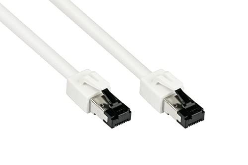 Kabelmeister SO-37447 PREMIUM Cat 8 Patchkabel mit Rastnasenschutz RNS, 40-Gigabit, Kupferleiter/CU, S/FTP, PiMF, 2000MHz, Halogenfrei, 1 m Weiß von Kabelmeister