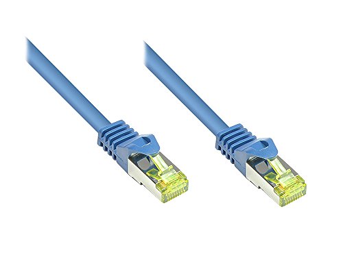 Kabelmeister® Patchkabel mit Rastnasenschutz, Cat. 7 S/FTP PiMF halogenfrei (LSOH), 600MHz, blau, 0,25m von Kabelmeister