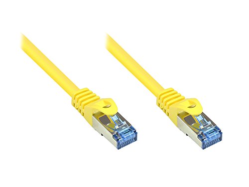 Kabelmeister® SO-31453 Cat6A Ethernet 10-Gigabit LAN Patchkabel, 2 m, Kupferleiter, Rastnasenschutz RNS, doppelt geschirmt S/FTP, PiMF, 500MHz, Halogenfrei Gelb von Kabelmeister