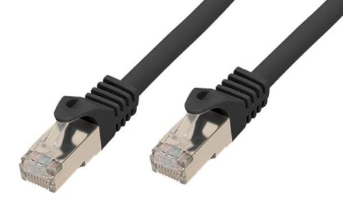 Kabelmeister SO-34686 Cat7 Ethernet 10-Gigabit LAN Patchkabel mit Cat 6A Steckern, 20 m, Kupferleiter, Rastnasenschutz RNS, doppelt geschirmt S/FTP, PiMF, 500MHz, Halogenfrei Schwarz von Kabelmeister